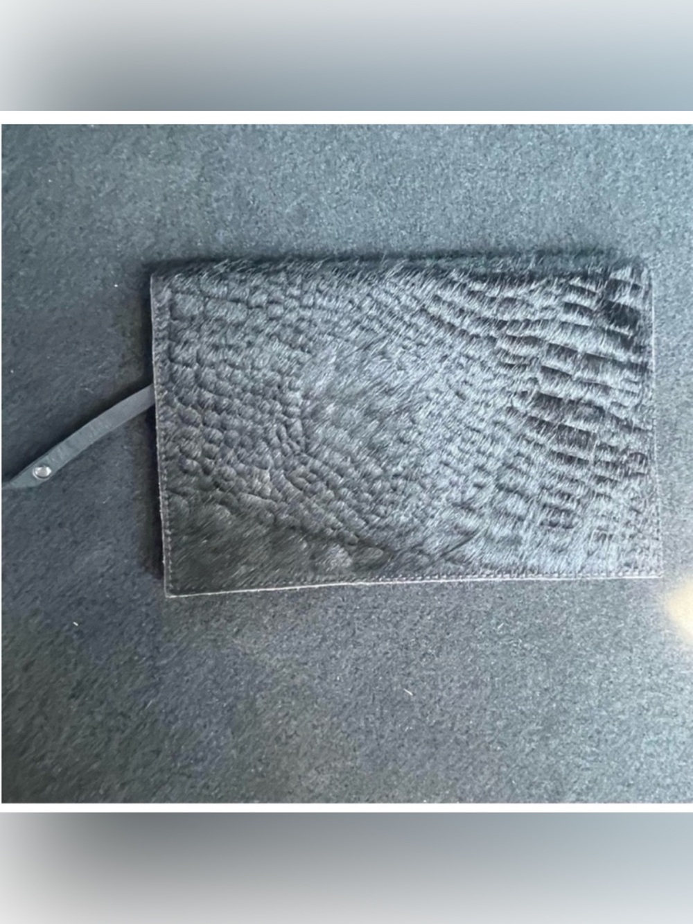Mersea Cow Hide Black Clutch with Magnetic Closure